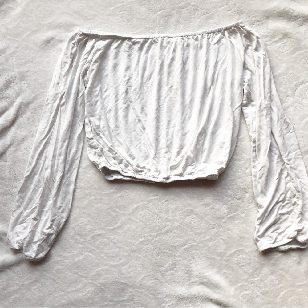 White Off Shoulder Crop Top - Tiffany Ma